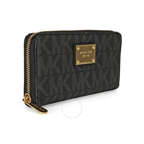 michael kors black zipper wallet with mk round logo|Cooper Logo Zip.